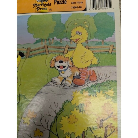 Vintage Sesame Street Fall Themed Frame Puzzle Merrigold Press Big Bird 1991 - Picture 2 of 6